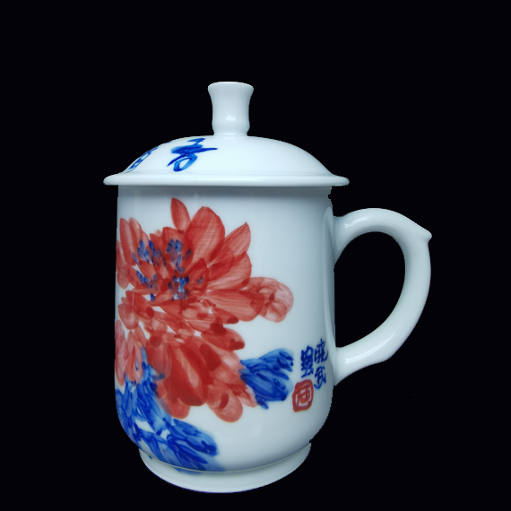 釉下粉彩艺术工作茶杯，作品编号：302